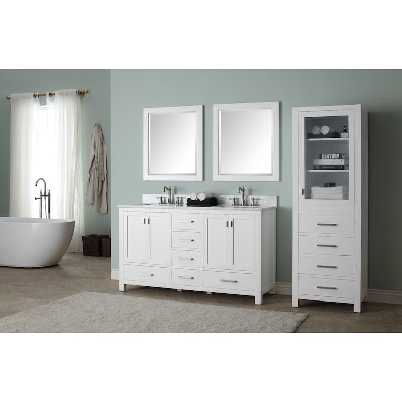 Avanity Modero 61-inch Double Vanity in White Finish with Dual Sinks and Top