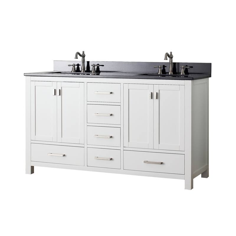 Avanity Modero 61-inch Double Vanity in White Finish with Dual Sinks and Top