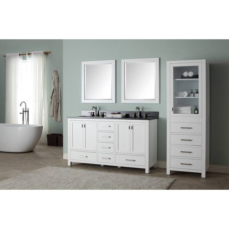 Avanity Modero 61-inch Double Vanity in White Finish with Dual Sinks and Top