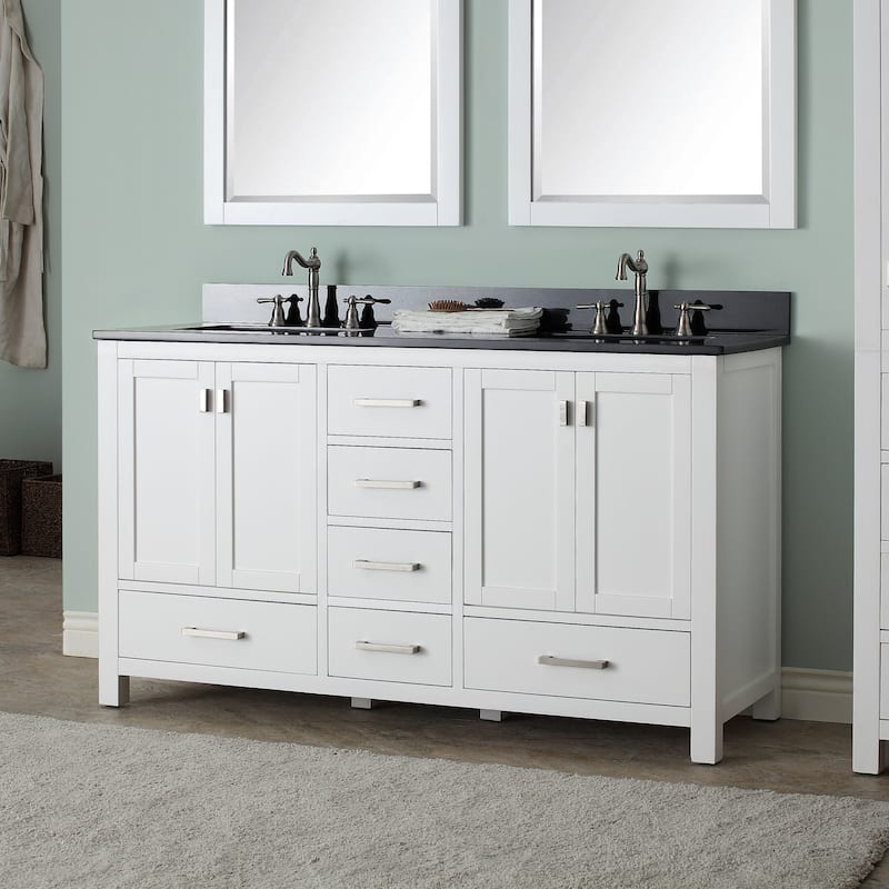 Avanity Modero 61-inch Double Vanity in White Finish with Dual Sinks and Top
