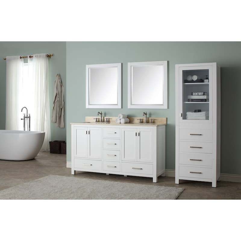 Avanity Modero 61-inch Double Vanity in White Finish with Dual Sinks and Top