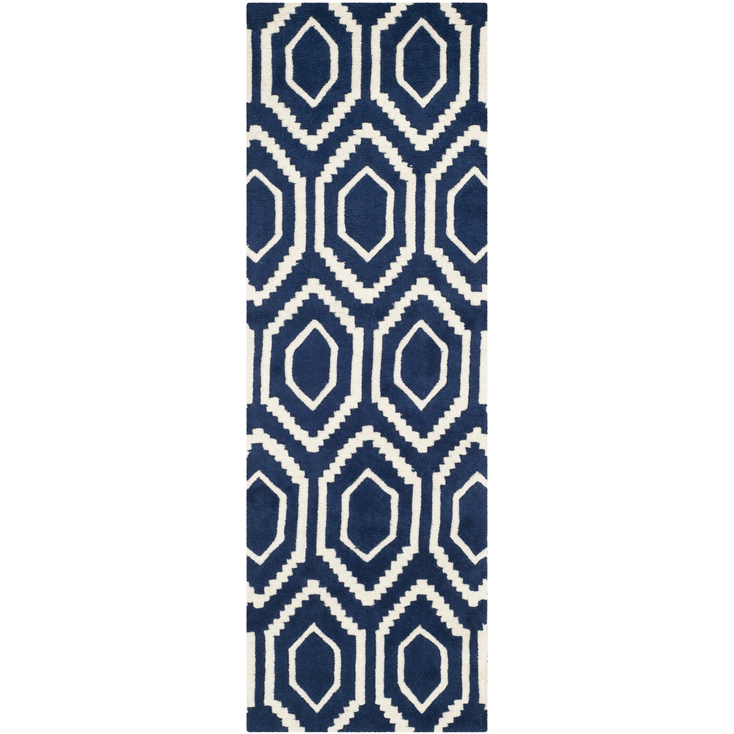 Shop Safavieh Handmade Moroccan Chatham Dark Blue/ Ivory Wool Runner