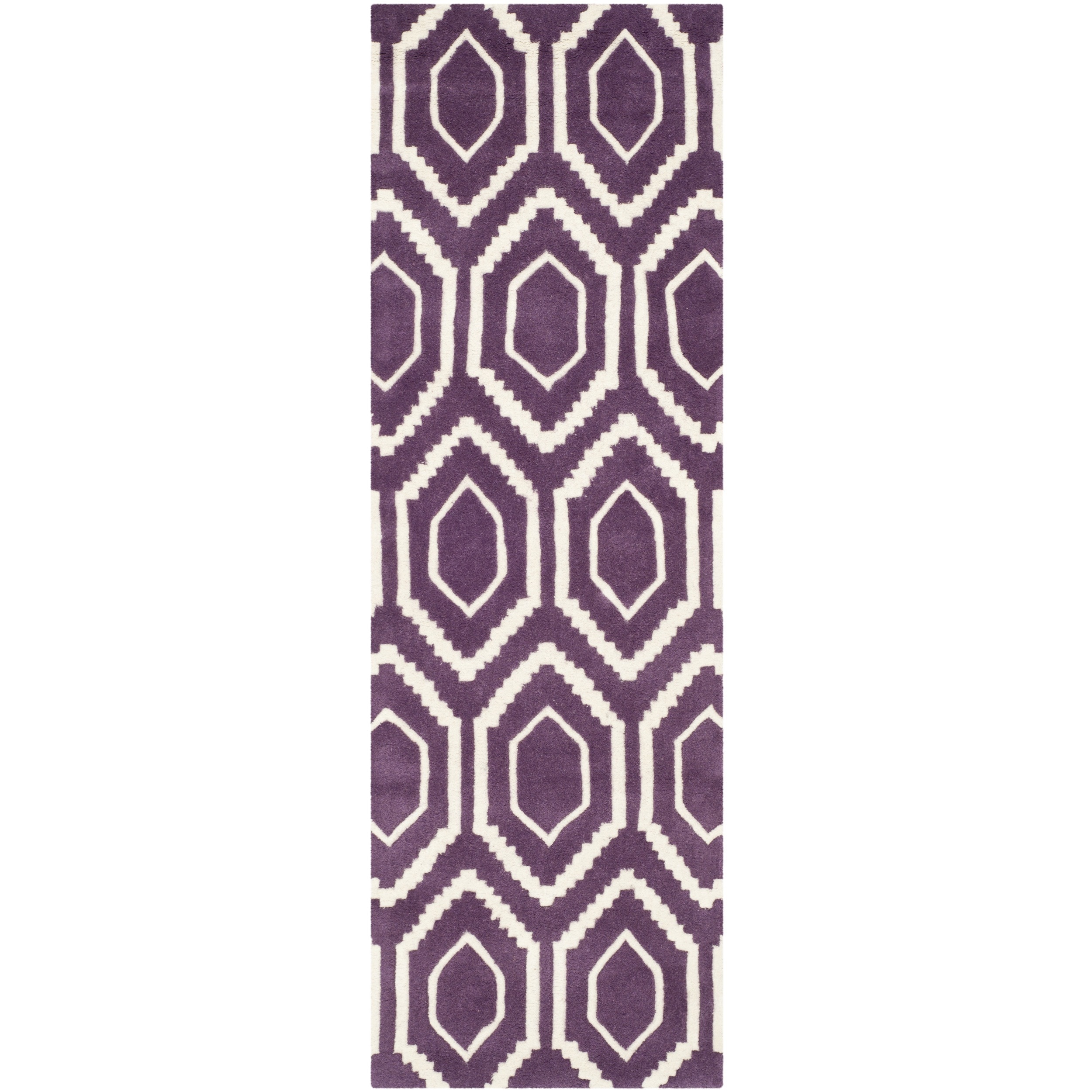 Safavieh Chatham Purple/ Ivory Handmade Moroccan Wool Runner Rug (23 X 7)