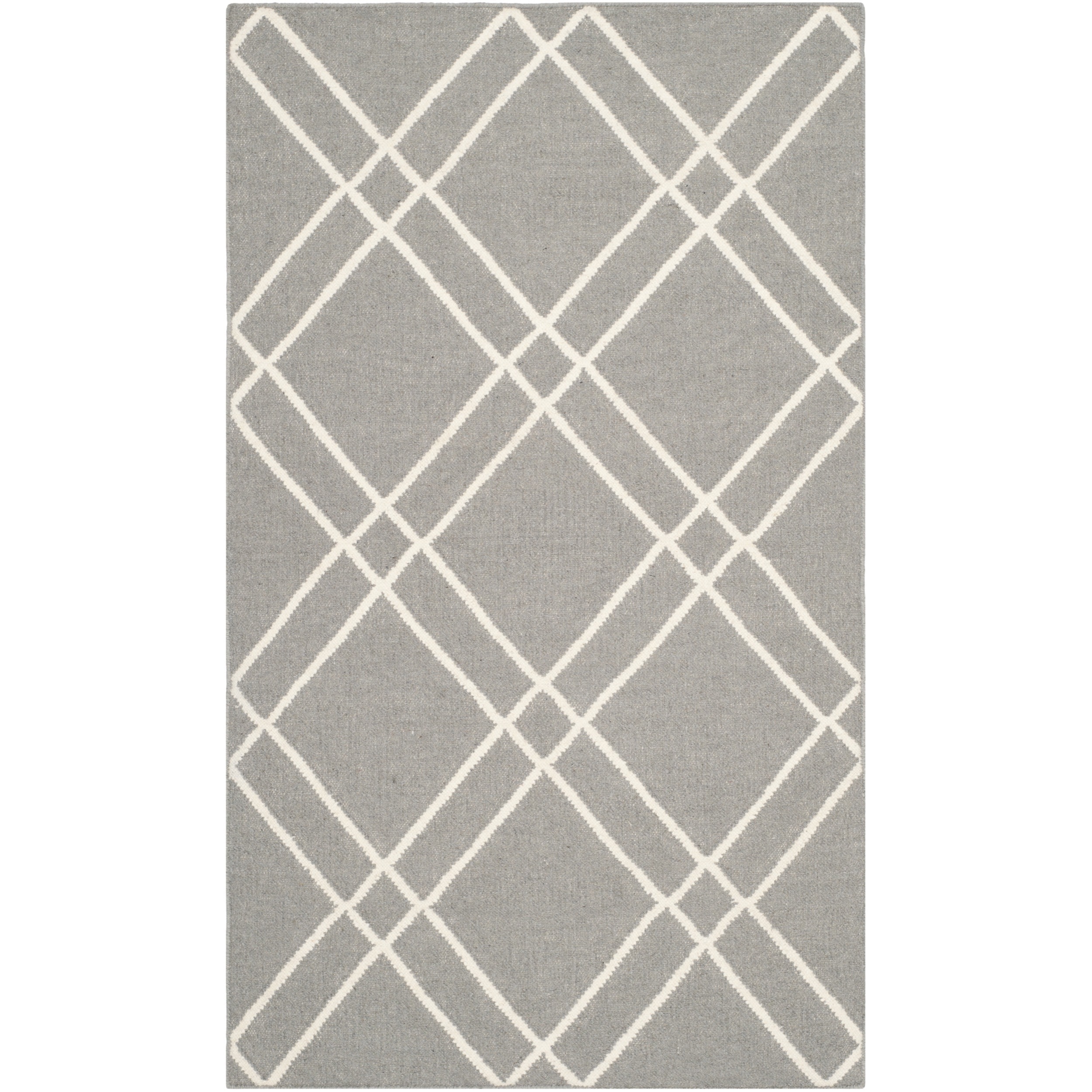 Safavieh Handwoven Moroccan Dhurries Gray/ Ivory Wool Area Rug (3 X 5)