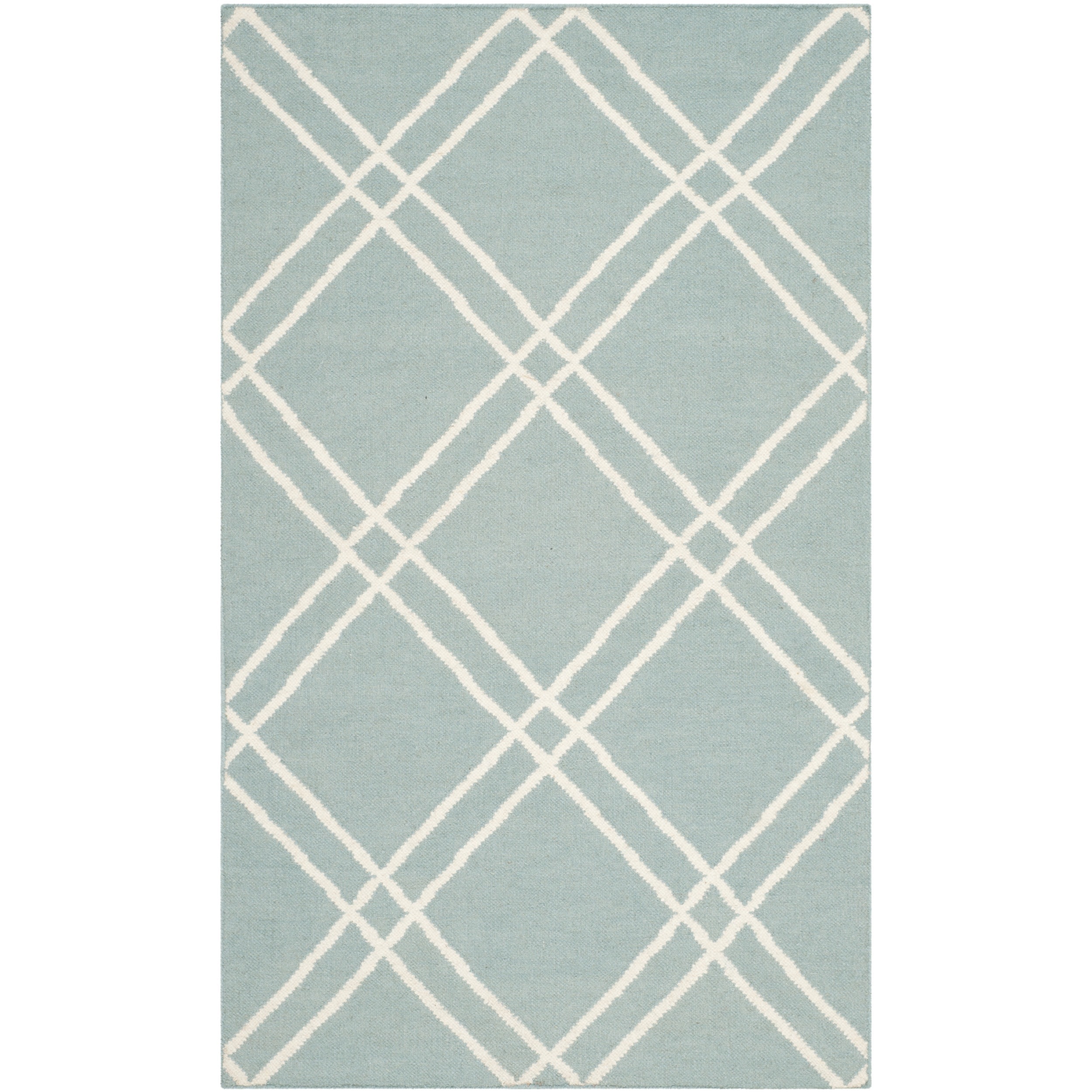 Safavieh Light Blue/ Ivory Handwoven Moroccan Dhurries Wool Area Rug (4 X 6)