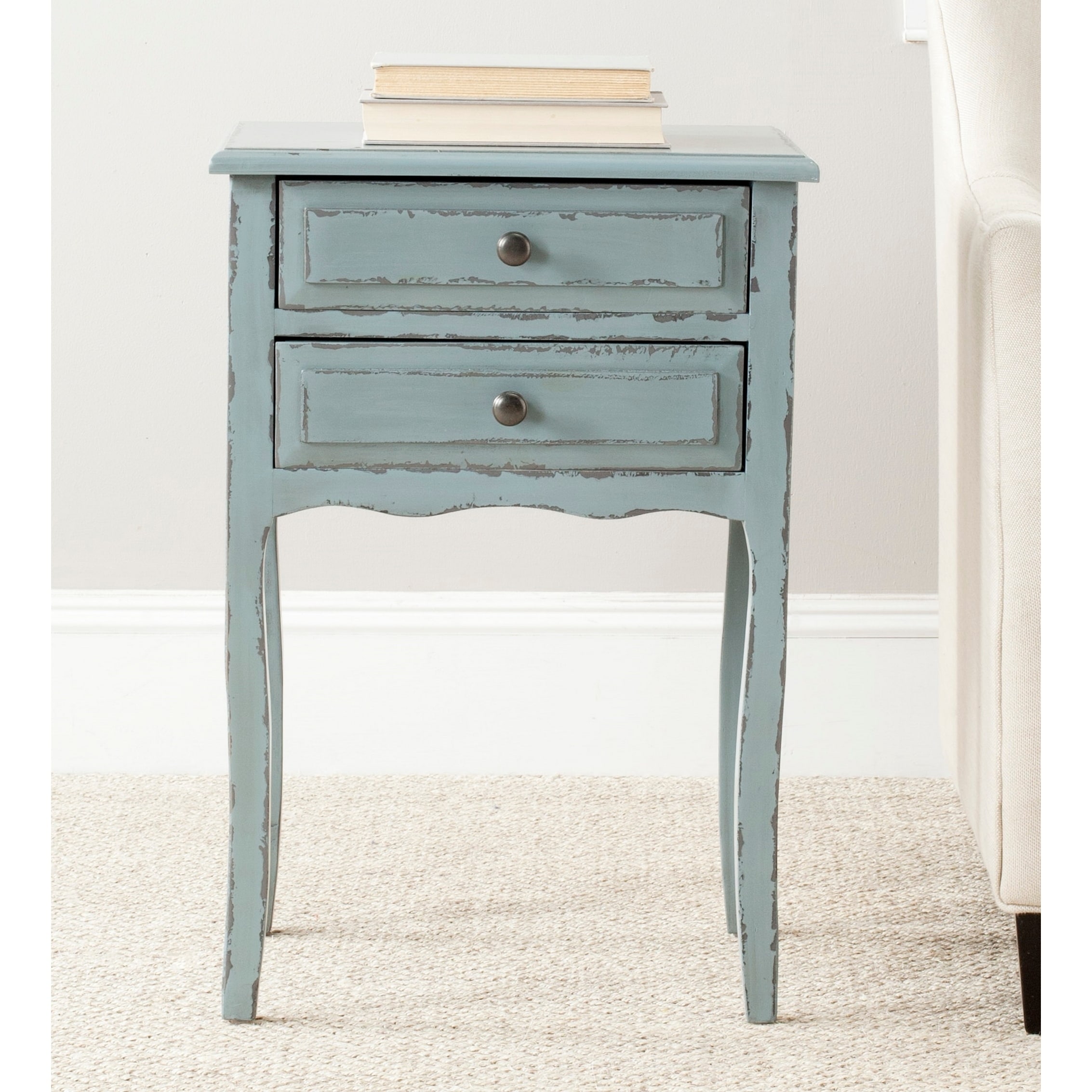Shop Safavieh Lori Distressed Pale Blue Accent Table - 18.1 - Shop Safavieh Lori Distressed Pale Blue Accent Table - 18.1