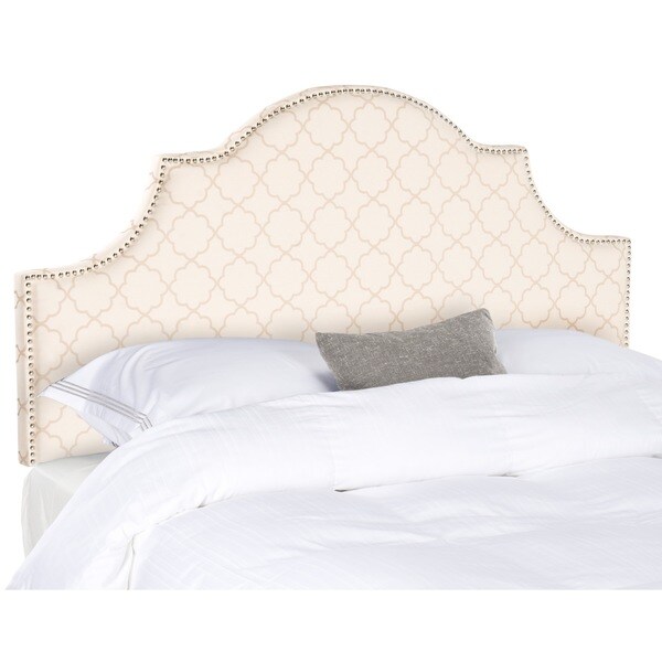 Safavieh Hallmar Pale Pink/ Beige Upholstered Arched Headboard - Silver Nailhead (Full)