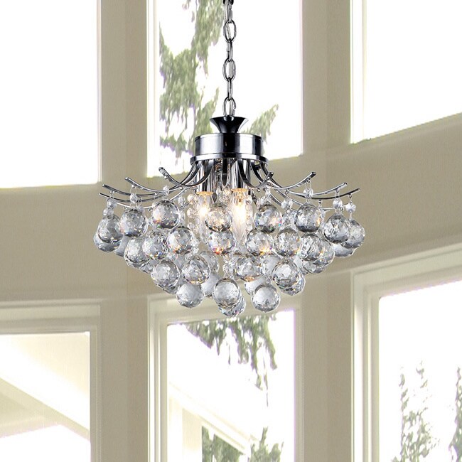 Roman Crystal 3-light Chrome Chandelier (Shield Crystal Chandelier) - Chandeliers For Bedrooms by Overstock.com