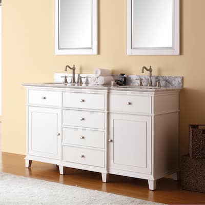Avanity Windsor 61-inch Double Vanity in White with Dual Sinks and Top
