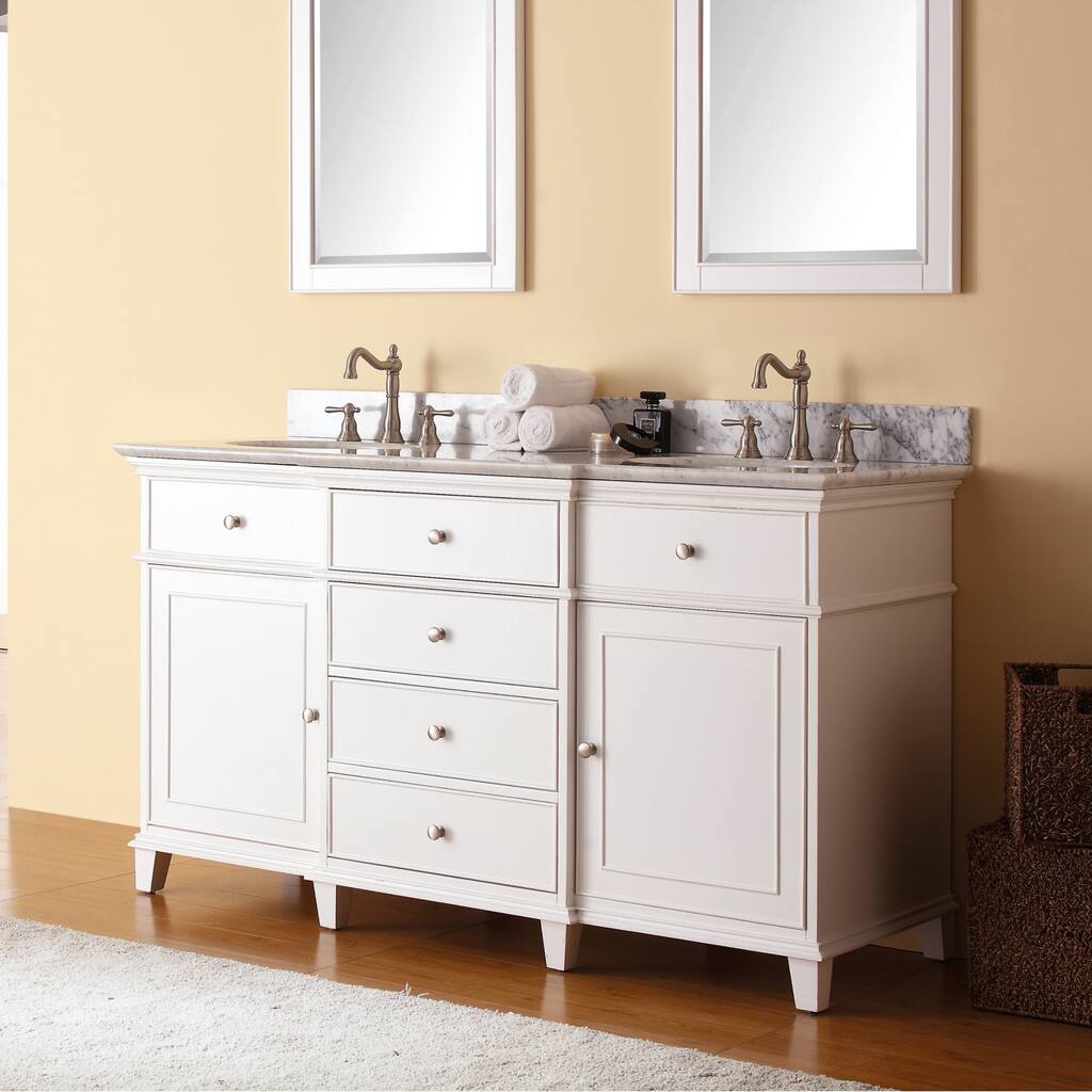 Avanity Windsor 61-inch Double Vanity in White with Dual Sinks and Top