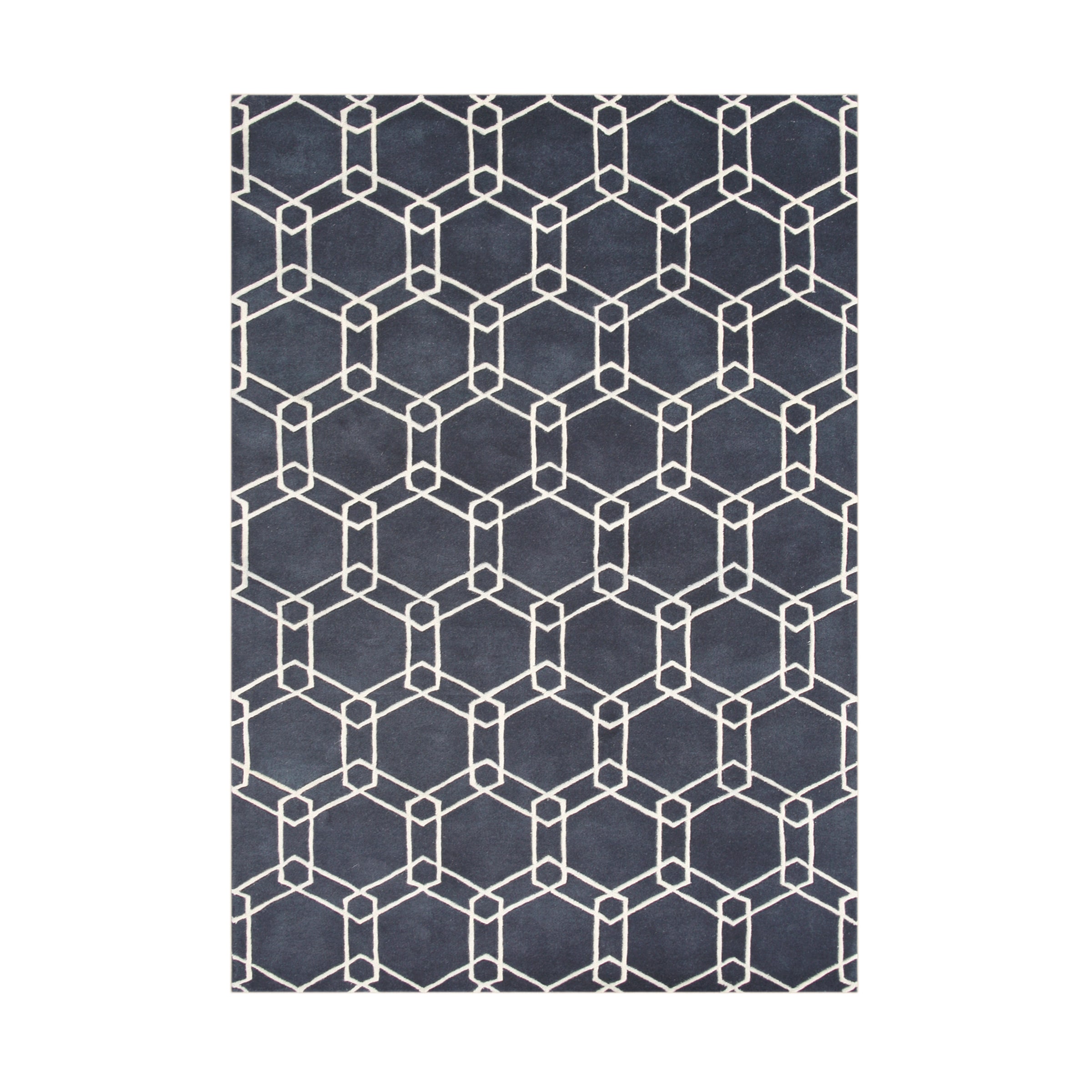 Hand made Charcoal Grey Wool Rug (5 X 8)