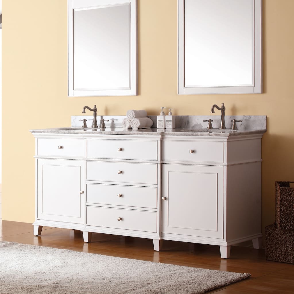 Avanity Windsor 72-inch White Double Vanity with Dual Sinks and Top