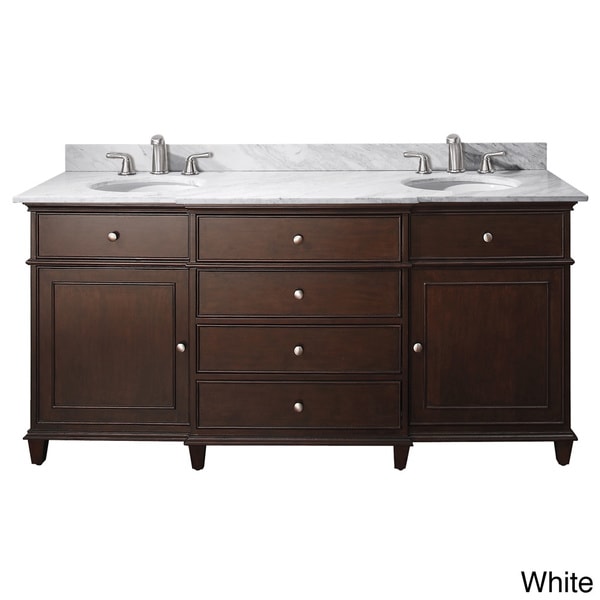 Avanity Windsor 72-inch Double Vanity in Walnut Finish with Dual Sinks and Top