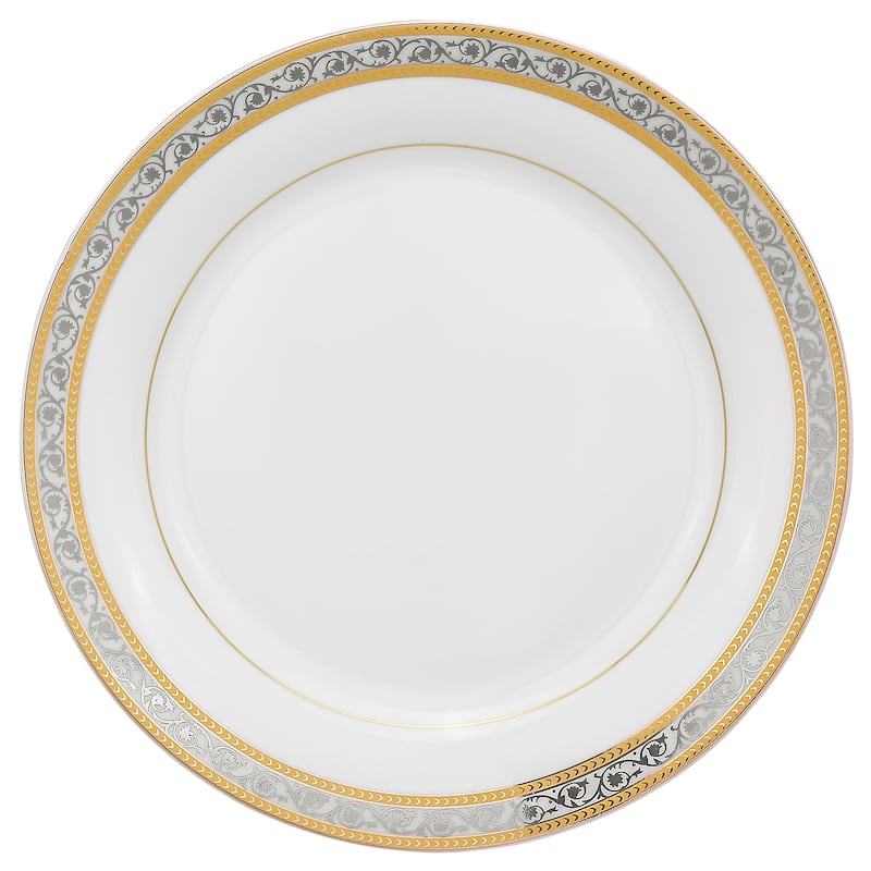 Silver and Gold Accent Porcelain Dinnerware Set of 54