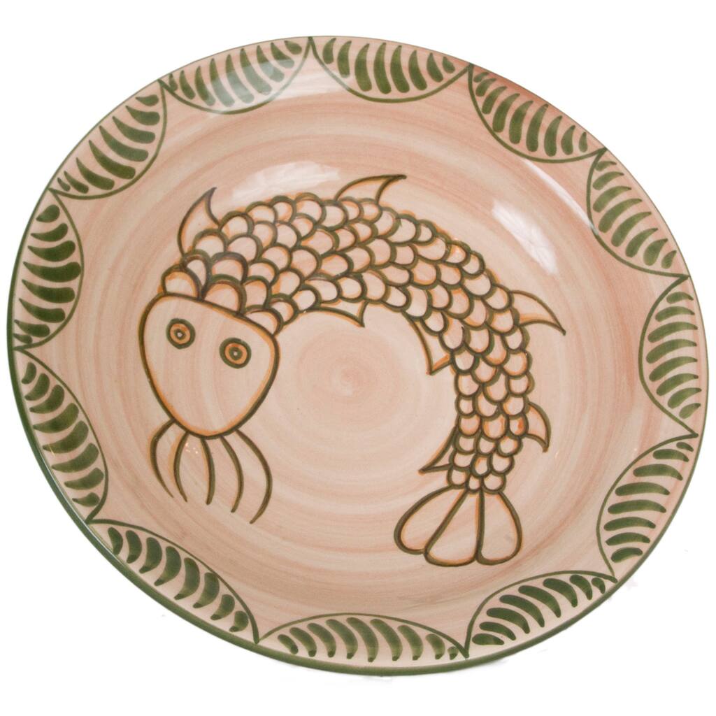 Handmade Spanish Colonial-inspired Fish Serving Bowl (Peru)