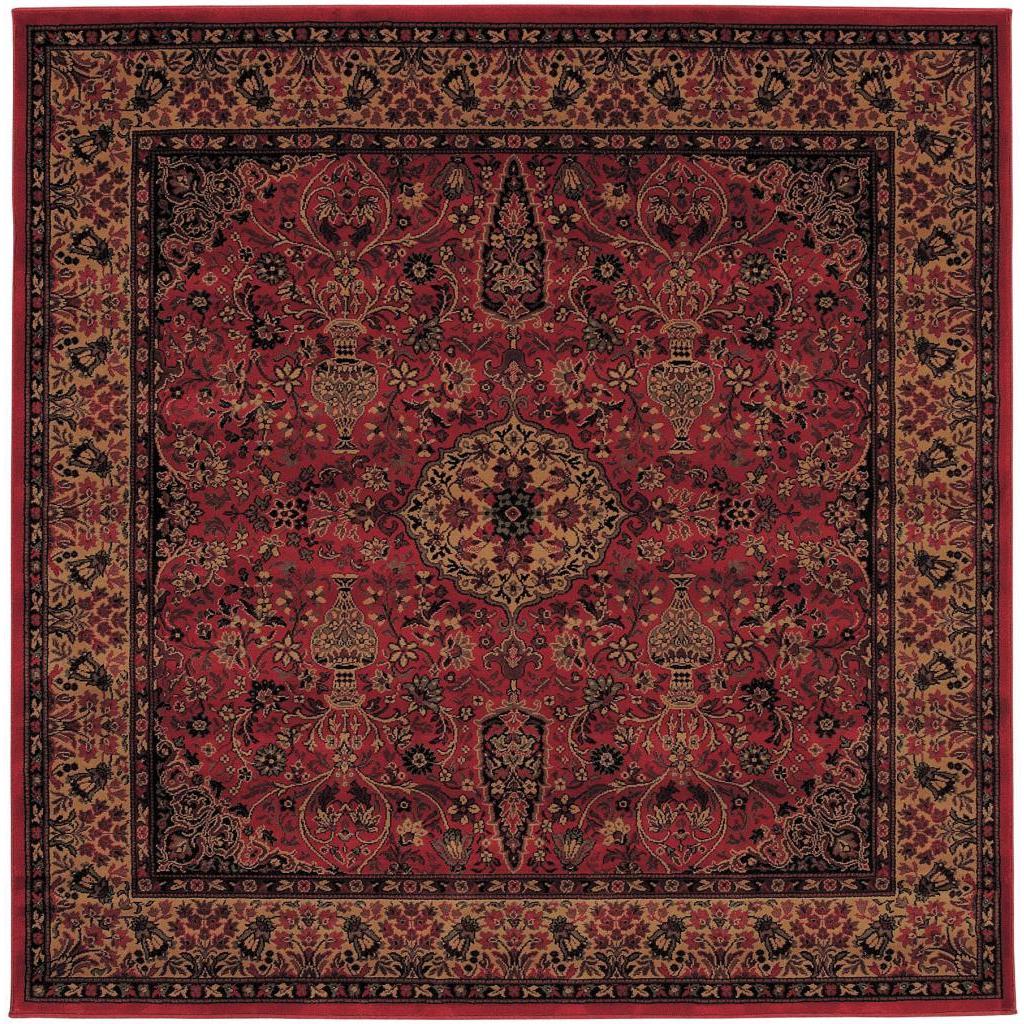 Everest Ardebil/ Crimson Power loomed Area Rug (53 X 53) (CrimsonSecondary colors Black, Deep Camel & SagePattern FloralTip We recommend the use of a non skid pad to keep the rug in place on smooth surfaces.All rug sizes are approximate. Due to the dif