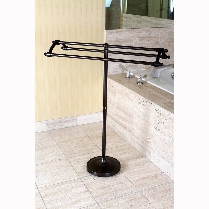 Kingston Brass Oil Rubbed Bronze Pedestal Bath Towel Rack - brown - Oil Rubbed Bronze