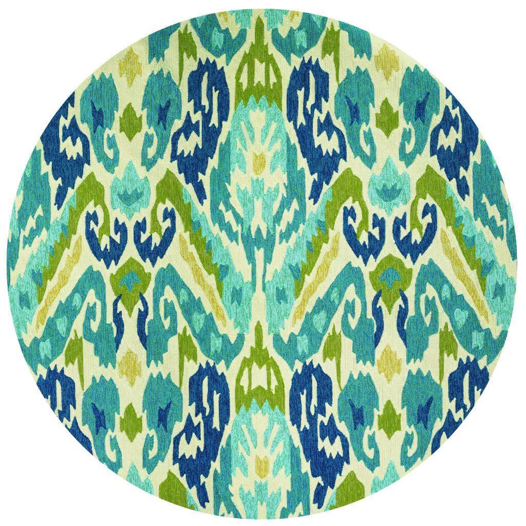 Covington Delfina/ Azure lemon Hand hooked Area Rug (710 Round)