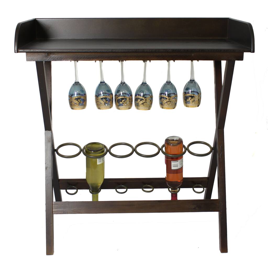 Casa Cortes 6-bottle Wood Wine Rack And Entertaining Table