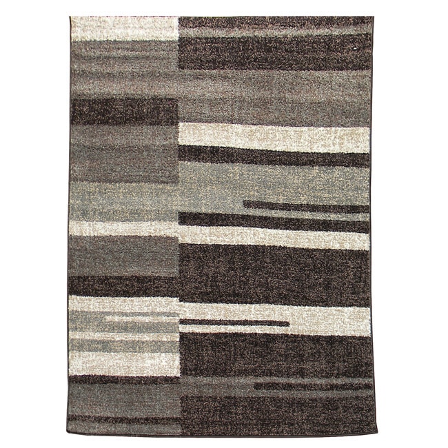 Lexington Chocolate 439 Line And Blocks Design Rug (5 X 7)