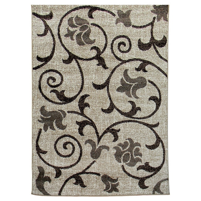 Lexington Champaign 437 Floral   Swirly Vine Design Rug (5 X 7)