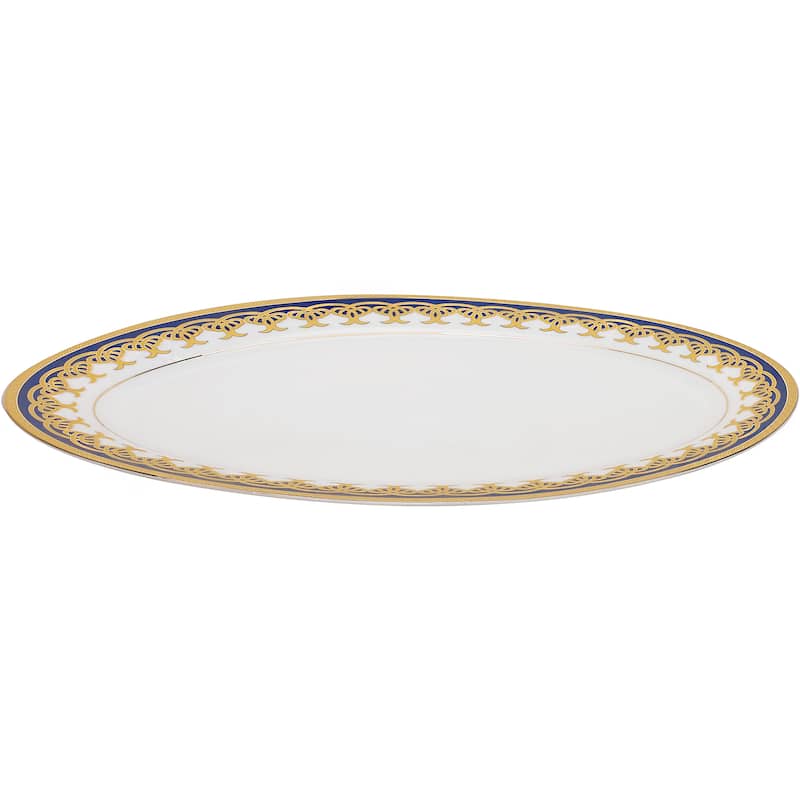 Lorren Home Trends Gold and Blue Accent 57-piece Porcelain Dinnerware Set