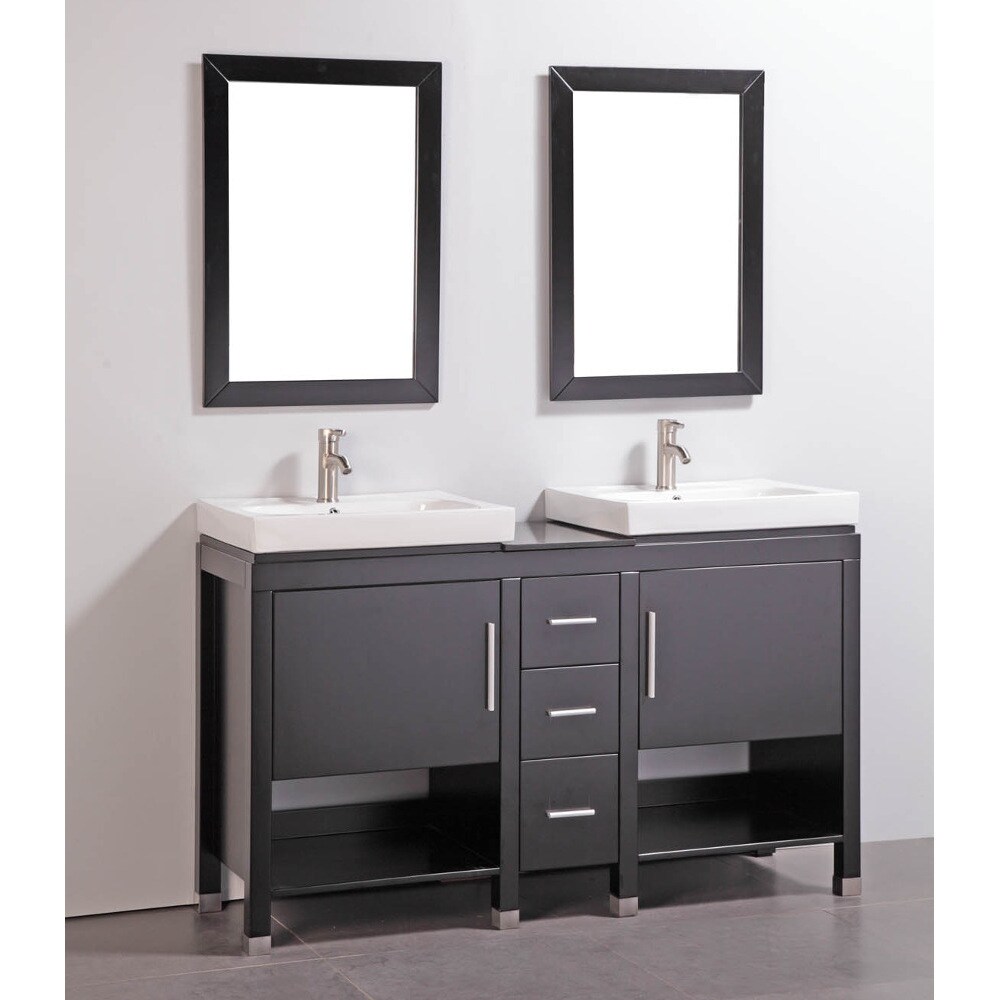 Shop Granite Top 60inch Double Sink Bathroom Vanity with Matching Dual