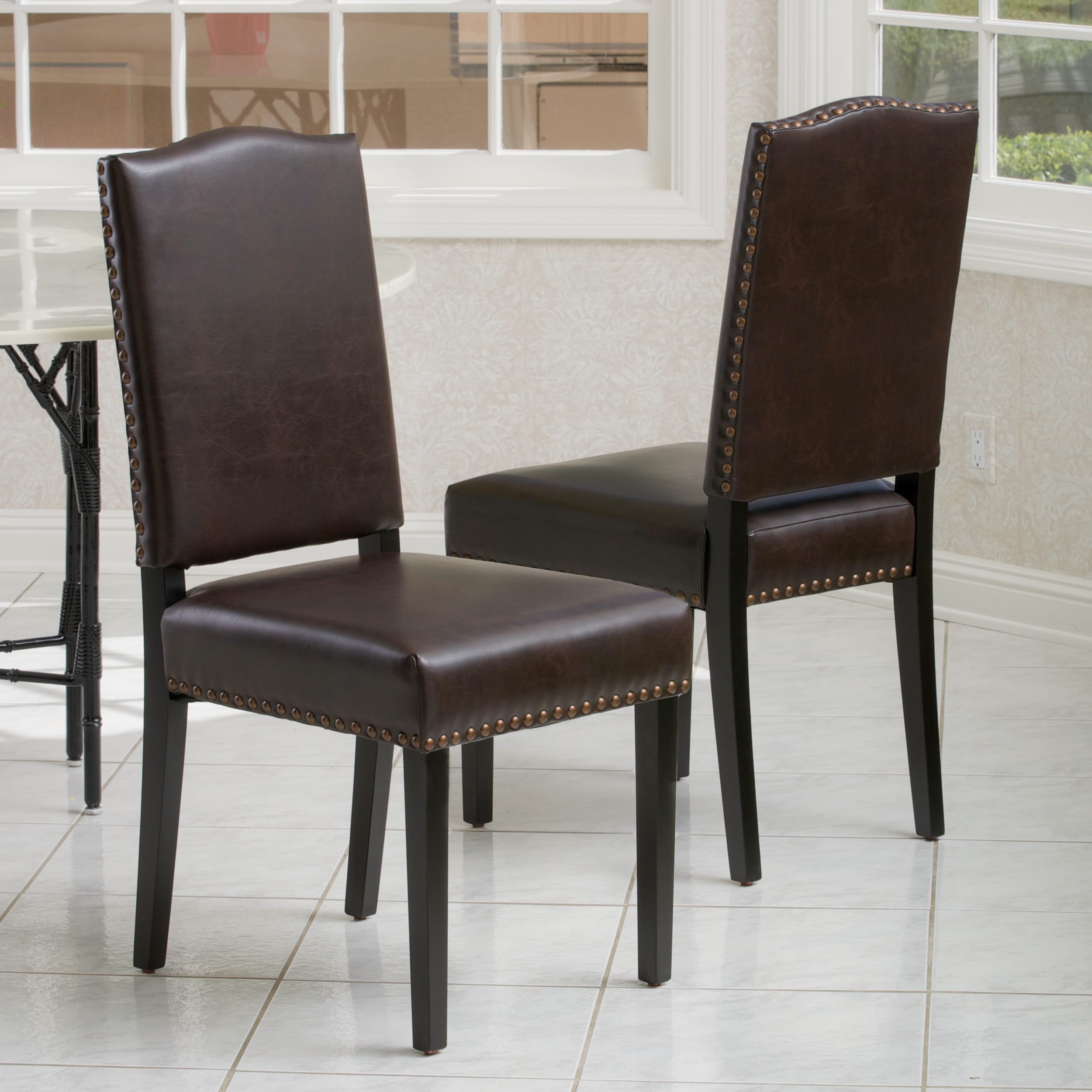 Christopher Knight Home Brunello Brown Leather Dining Chairs (set Of 2)