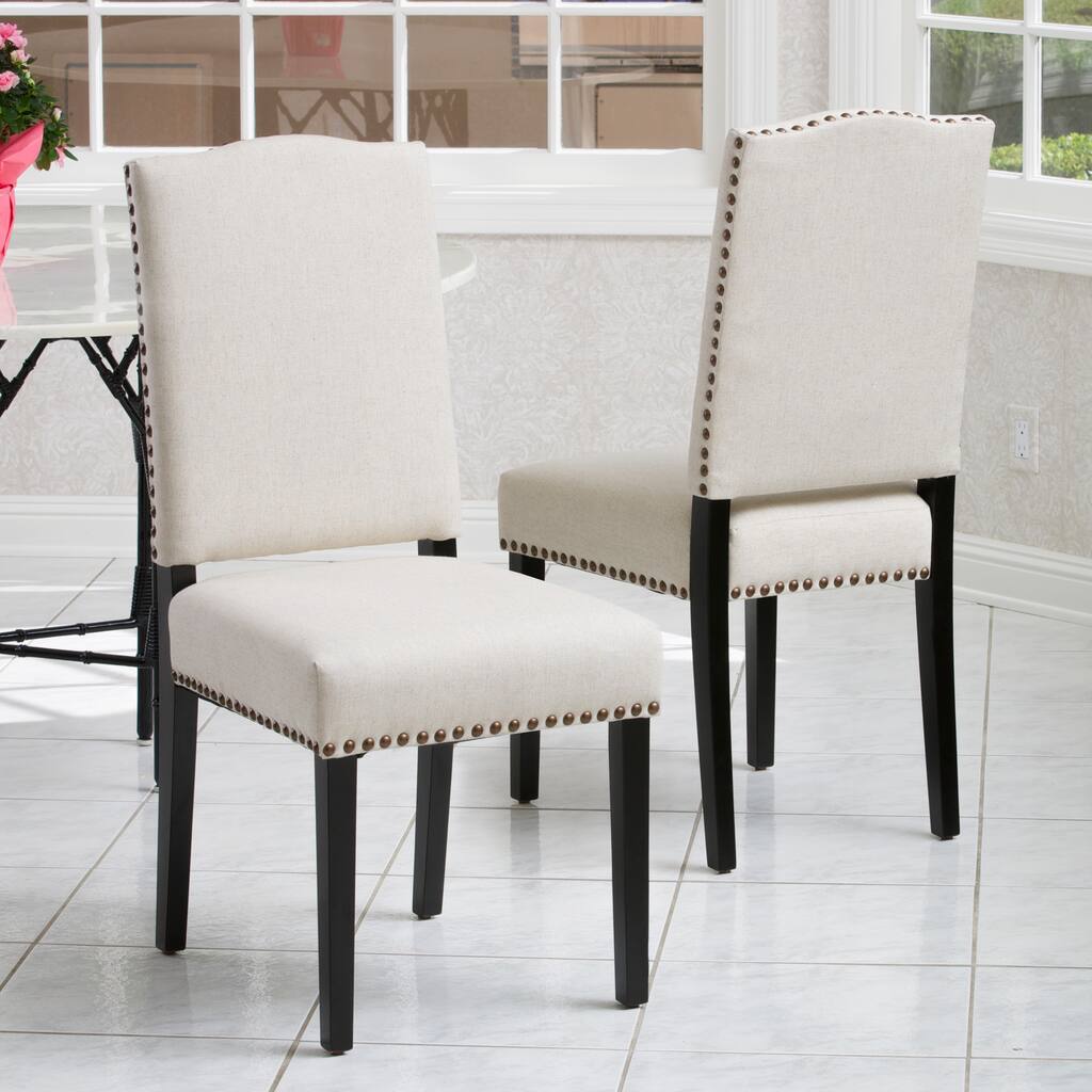 Brunello Armless Studded Fabric Dining Chairs by Christopher Knight Home (Set of 2)