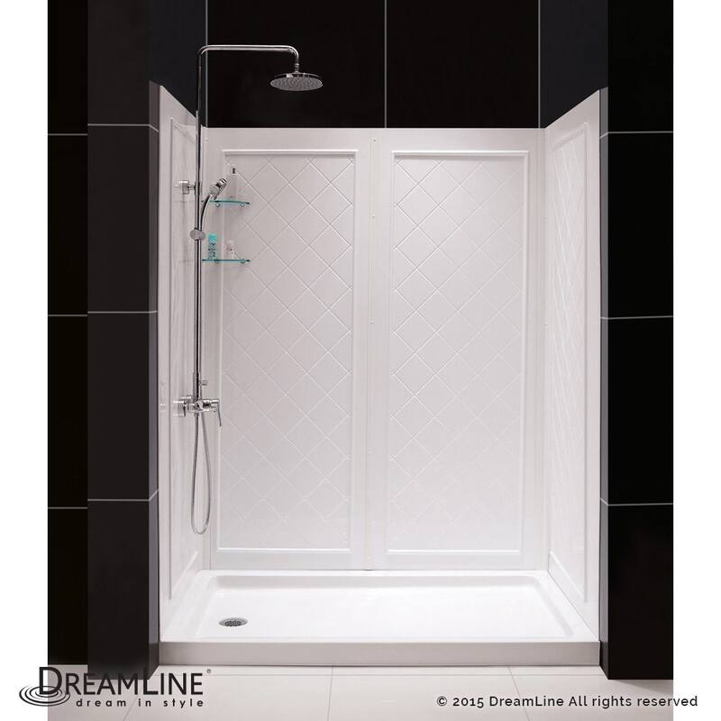 DreamLine Visions 32 in. D x 60 in. W x 76 3/4 in. H Sliding Shower Door, Shower Base and Backwall Kit - 32" x 60" - 32" x 60"
