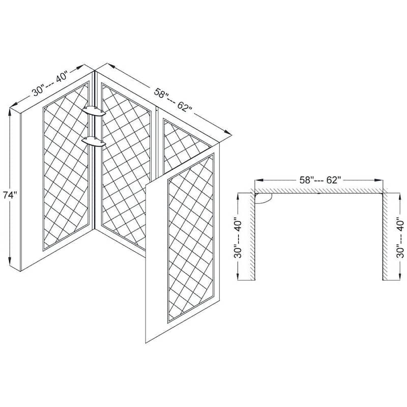 DreamLine Visions 32 in. D x 60 in. W x 76 3/4 in. H Sliding Shower Door, Shower Base and Backwall Kit - 32" x 60" - 32" x 60"