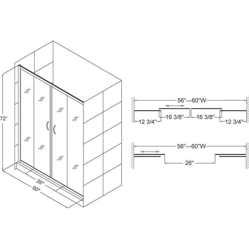 DreamLine Visions 32 in. D x 60 in. W x 76 3/4 in. H Sliding Shower Door, Shower Base and Backwall Kit - 32" x 60" - 32" x 60"
