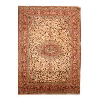 Persian Hand knotted Tabriz Ivory/ Peach Wool Rug (9'9 x 13'8) 7x9   10x14 Rugs