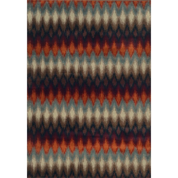 Geometric Ikat Multi/ Stone Rug (3'10 x 5'5) - 3'10 x 5'5
