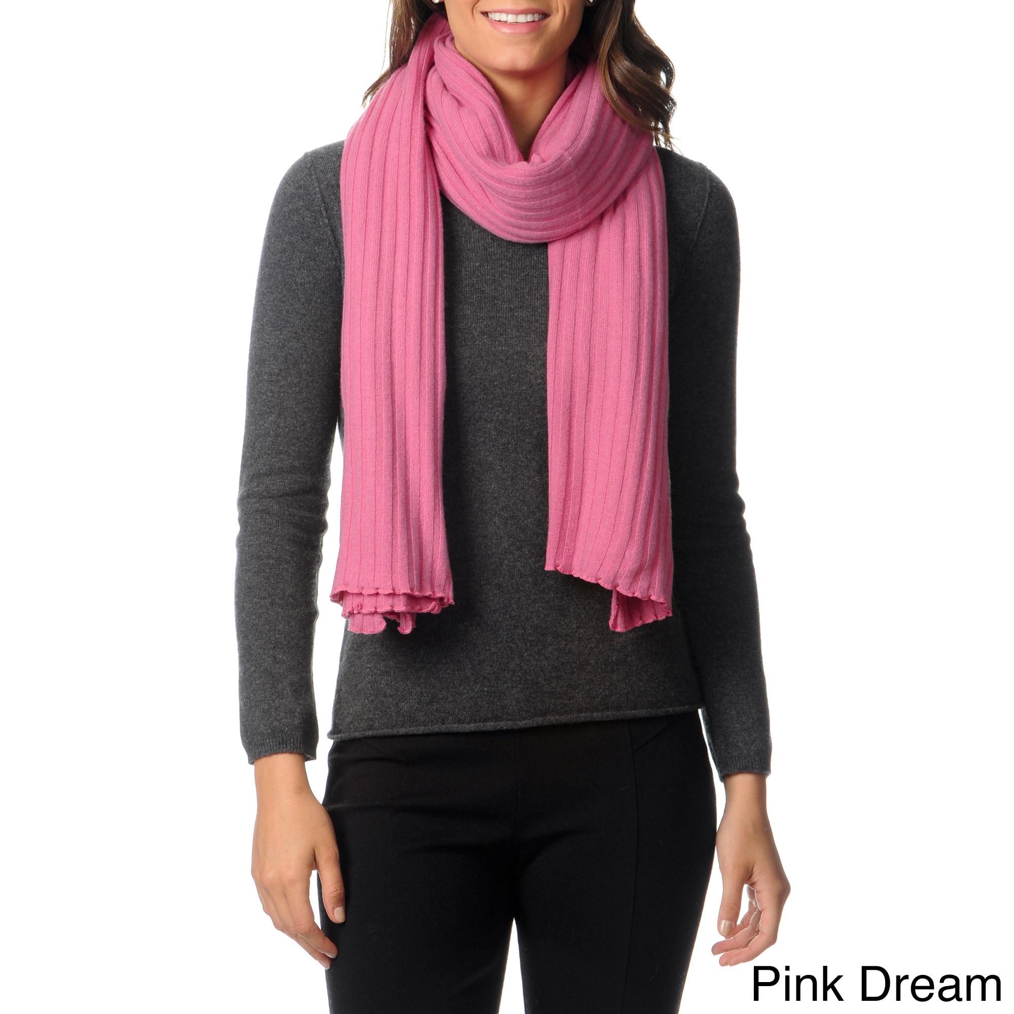 Ply Cashmere Womens Lightweight Picot Edge Scarf