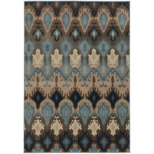 Old World Tribal Blue/ Stone Rug - 5'3 x 7'6