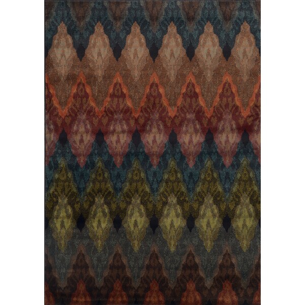 Chevron Patterned Multi-colored Rug - 5' x 7'6