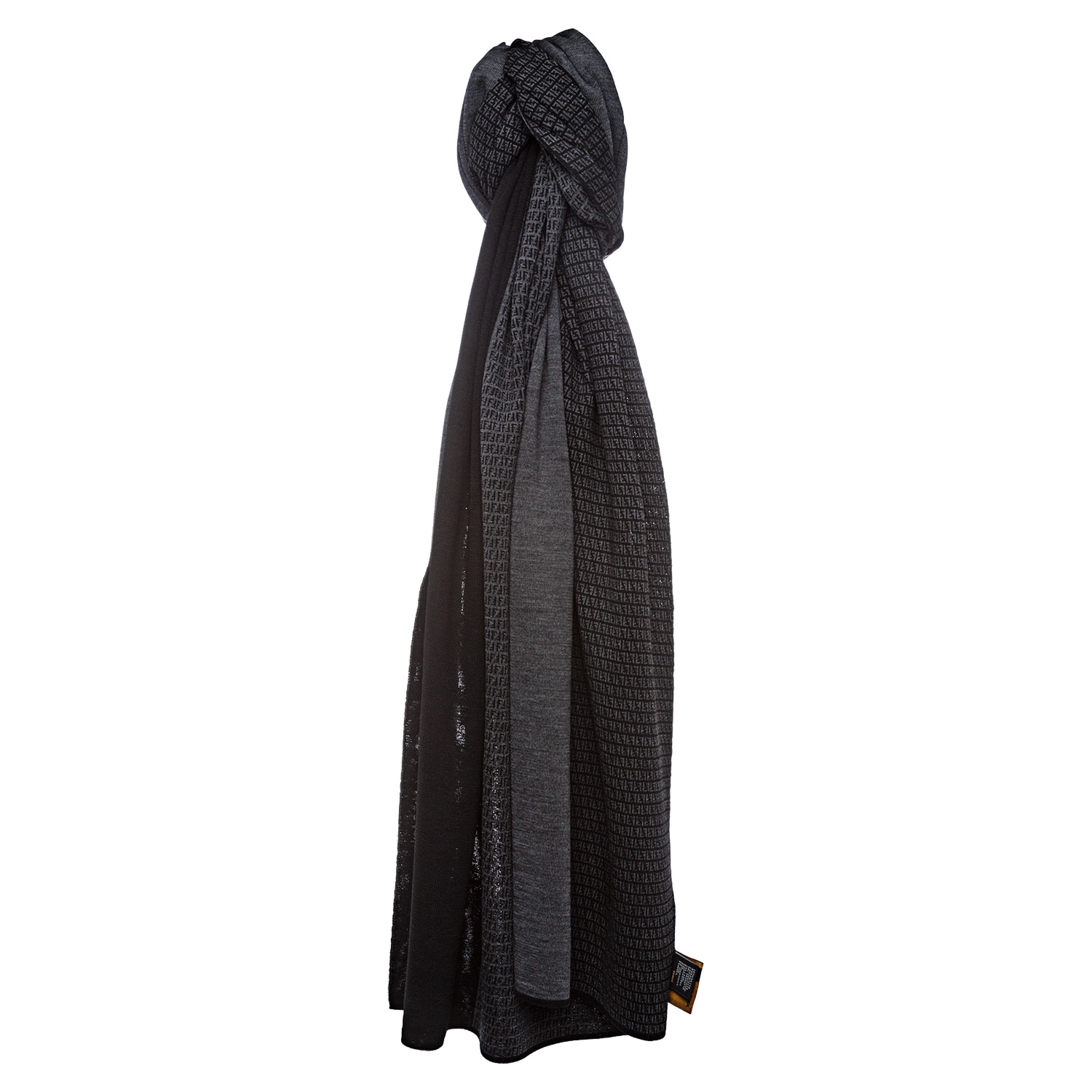 Fendi Charcoal Micro Zucchino Dual Colored Wool Scarf