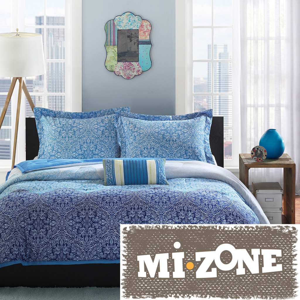 Jla Home Mizone Calypso Peach Skin 4 piece Comforter Set Blue Size Twin