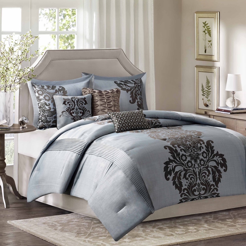 Madison Park Madison Park Estella 7 piece Comforter Set Blue Size Queen