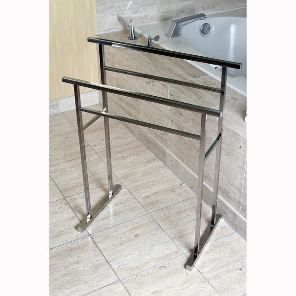 Free standing bath discount towel rack brushed nickel