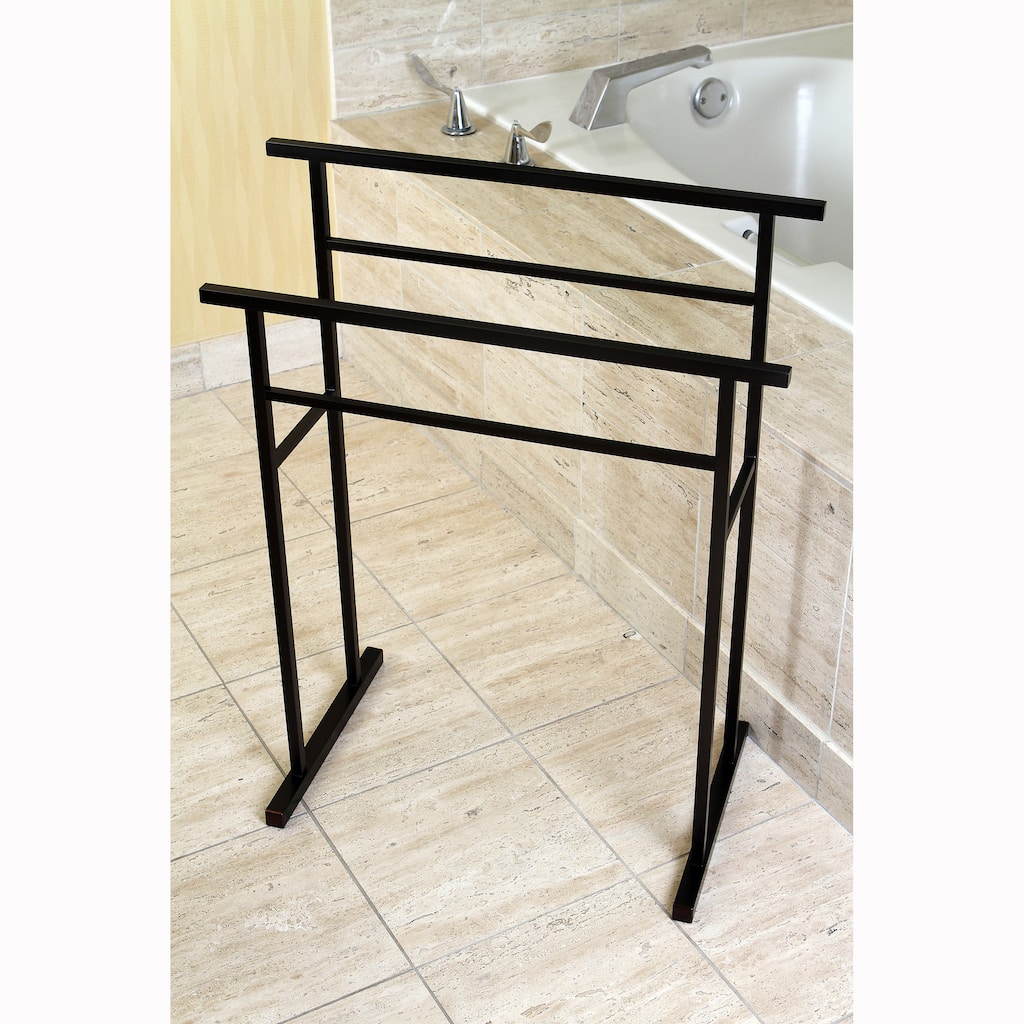 Kingston Brass European Pedestal Oil Rubbed Bronze Bath Towel Rack - brown