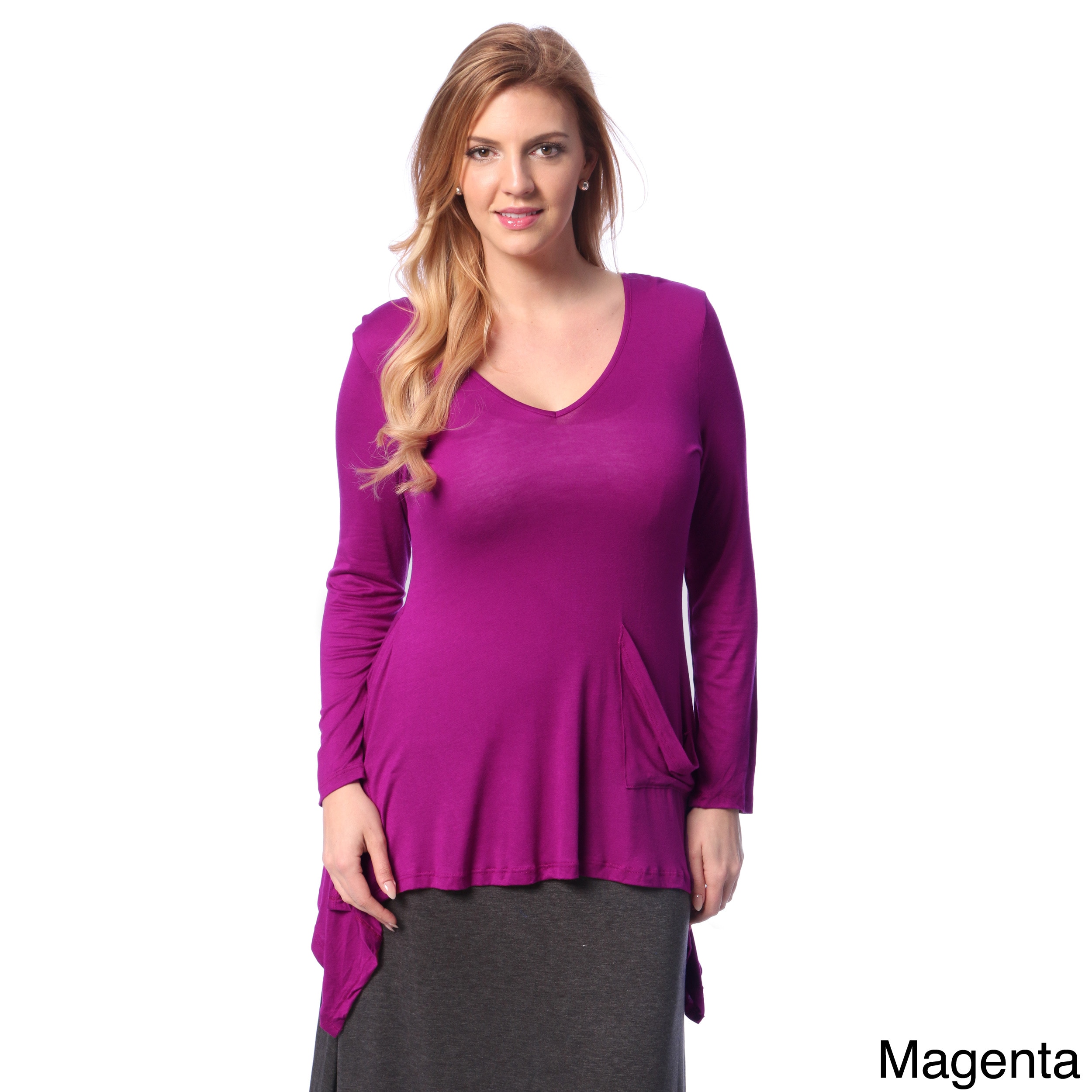 24/7 Comfort Apparel Womens Plus Long Sleeve Tunic