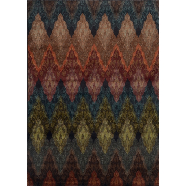Chevron Patterned Multi-colored Rug (7'10 x 10') - 7'10" x 10'