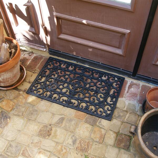 Shop Rubber Cal Blooming Flowers Cast Iron Doormat Free