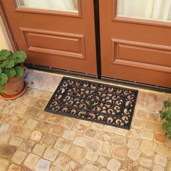 Shop Rubber Cal Blooming Flowers Cast Iron Doormat Free