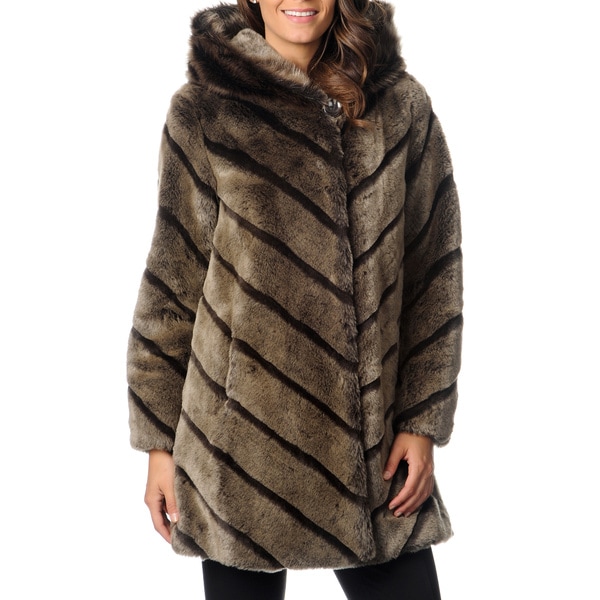 Nuage Women's 'Samara' Taupe Faux Fur Coat - Overstock™ Shopping - Top ...