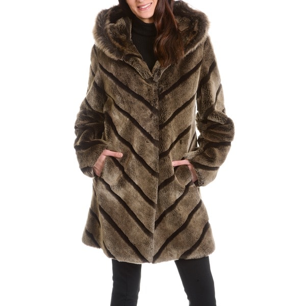 Shop Women's 'Samara' Taupe Faux Fur Coat Free Shipping Today
