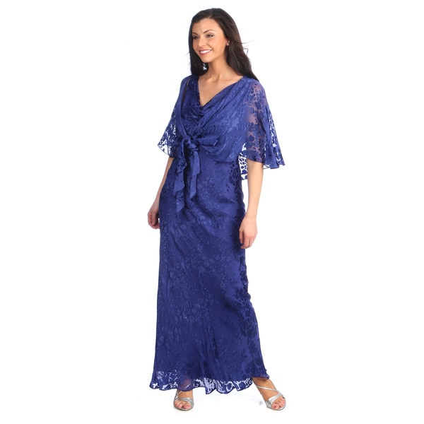 Alex Evenings Women's Cobalt Silk Blend Burnout Sleeveless Gown Alex Evenings Evening & Formal Dresses