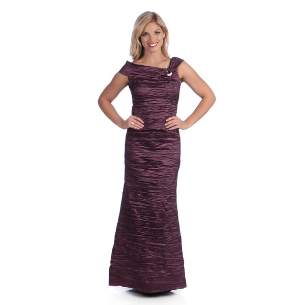 Alex Evenings Womens Amethyst Taffeta Full Length Dress  